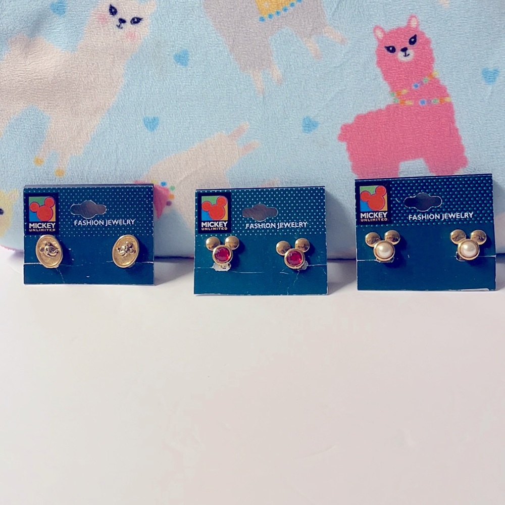 New never worn 3 pairs of Mickey Mouse clip on earrings